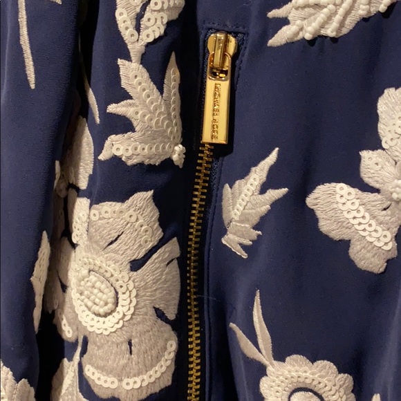Michael Kors Bomber Jacket Beaded Navy White NWT M - Picture 8 of 14